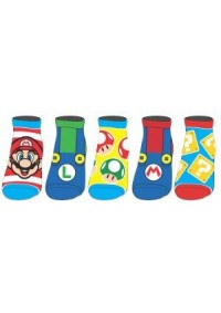 Chaussettes Super Mario (Colorées) Par Bioworld - Paquet De 5 Paires